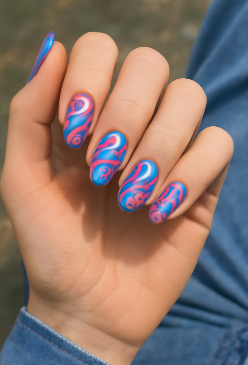 pink and blue nails