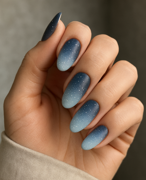 blue christmas nails