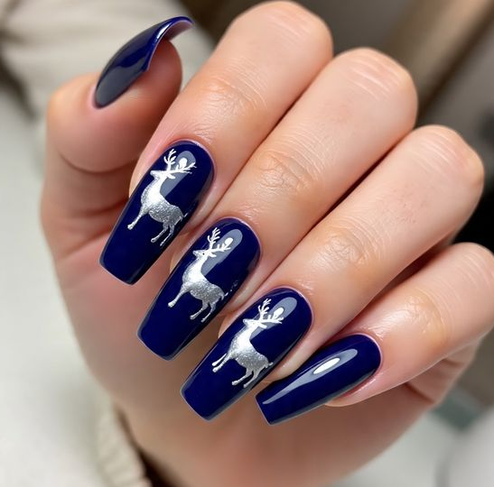blue christmas nails