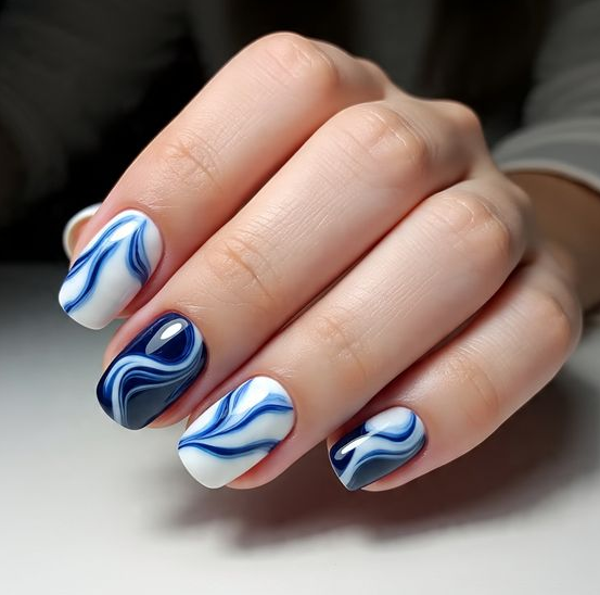 blue christmas nails