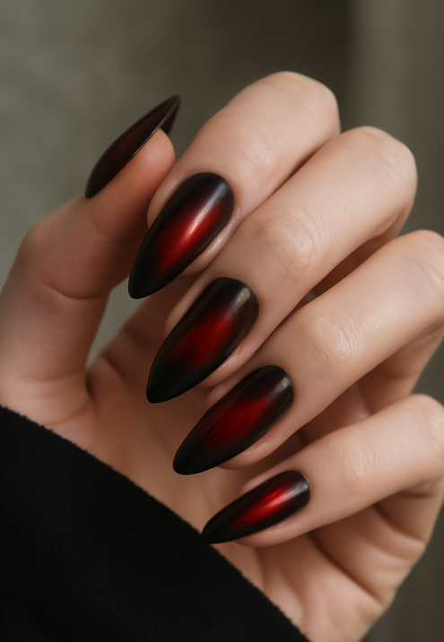 red chrome nails