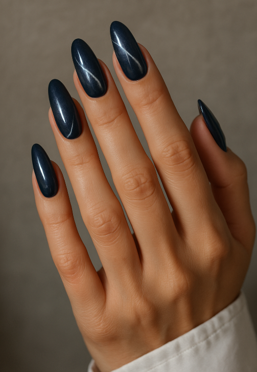 blue cat eye nails