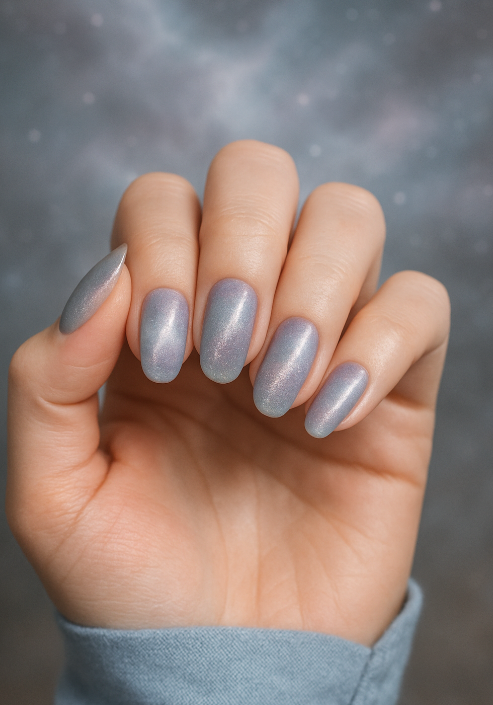 blue cat eye nails