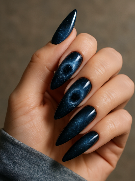 blue cat eye nails