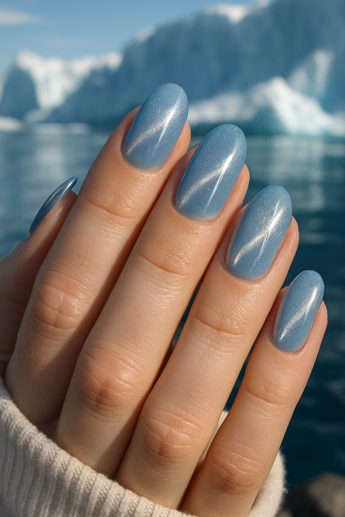 blue cat eye nails