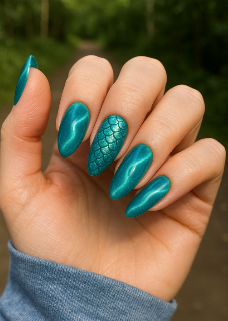 blue cat eye nails