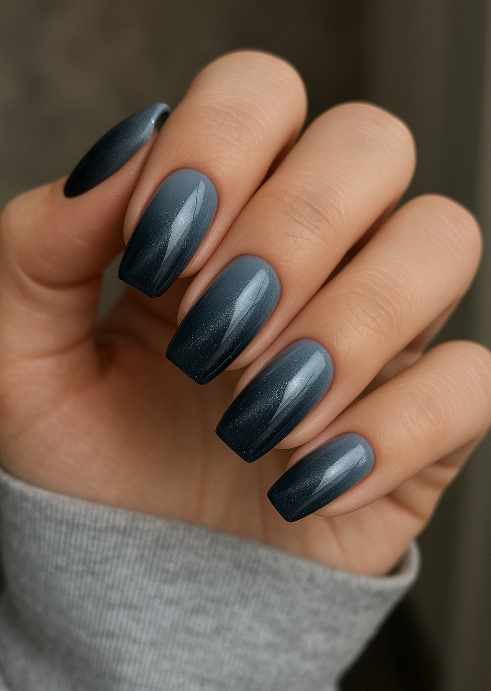 blue cat eye nails