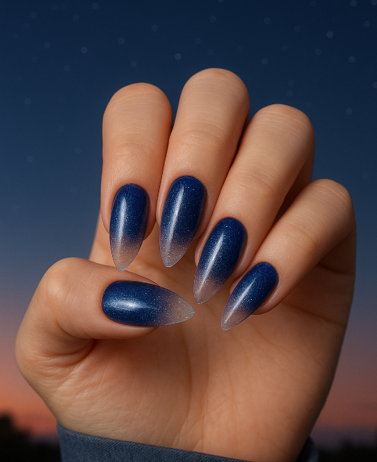 blue cat eye nails