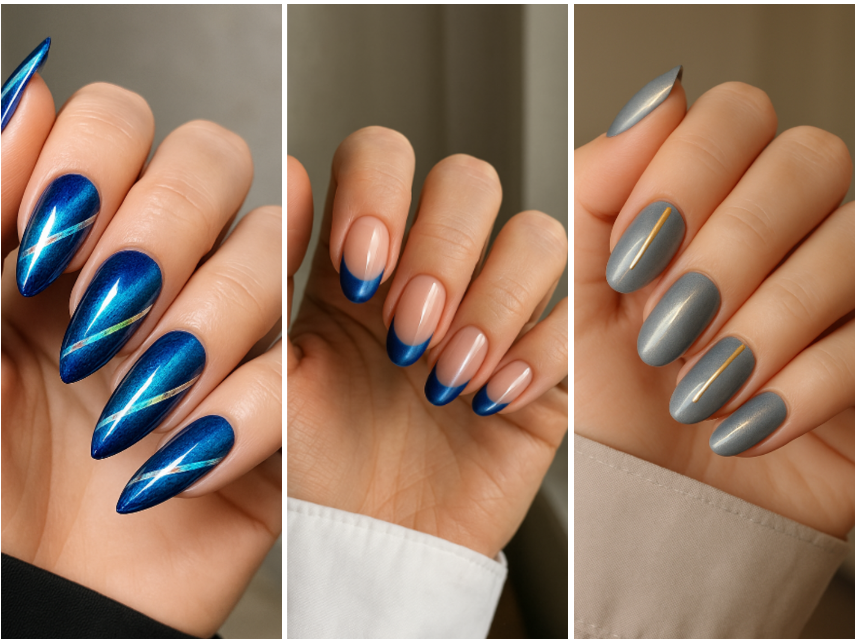 blue cat eye nails