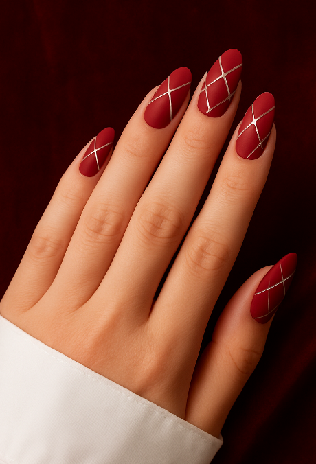 red and silver nails