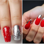red and silver nails