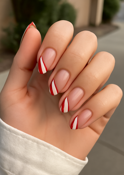 red and white french tip nails