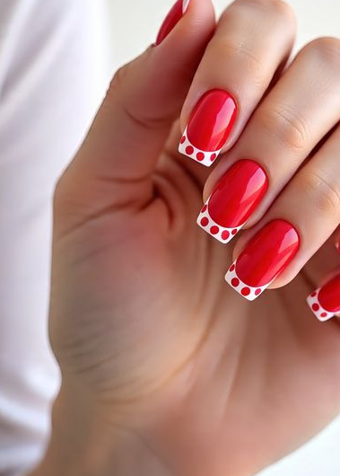 red and white french tip nails