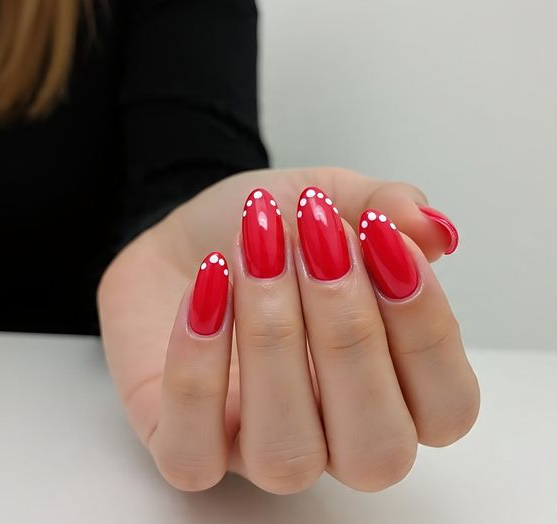 red and white french tip nails