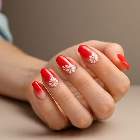 red and white french tip nails
