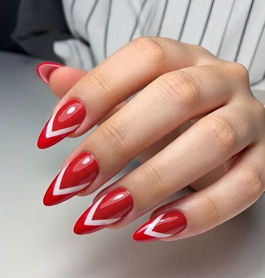 red and white french tip nails