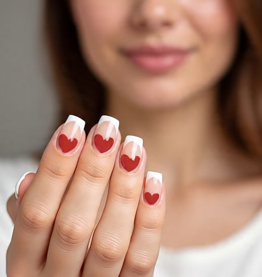 red and white french tip nails