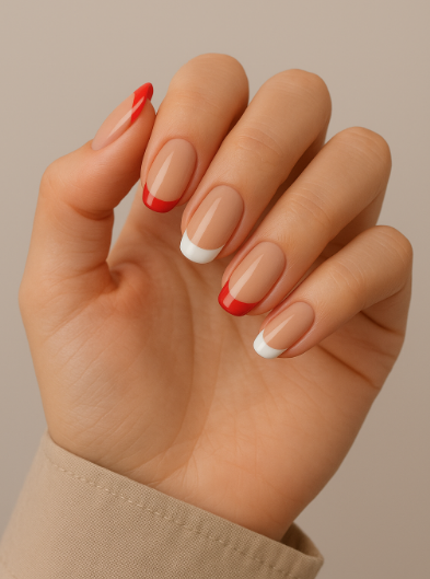 red and white french tip nails