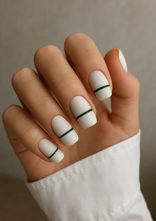 green and white nails