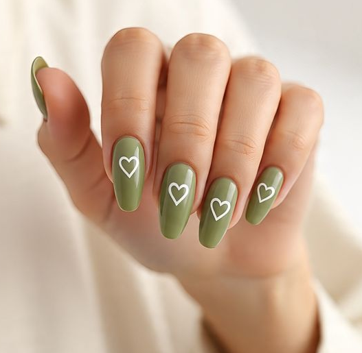green and white nails
