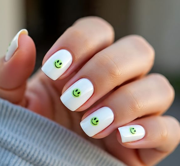 green and white nails