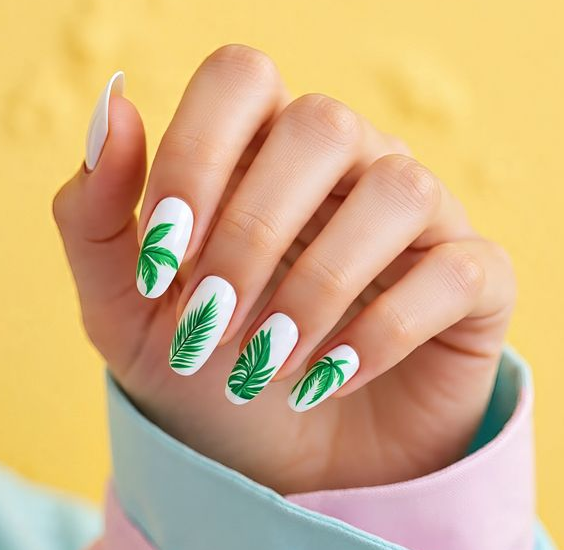 green and white nails