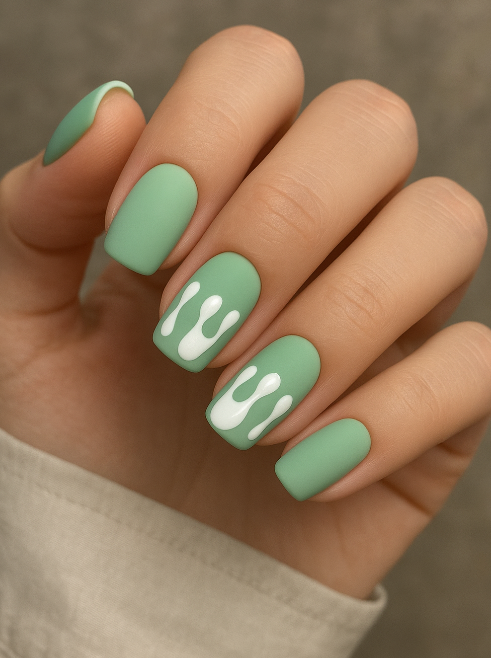 green and white nails