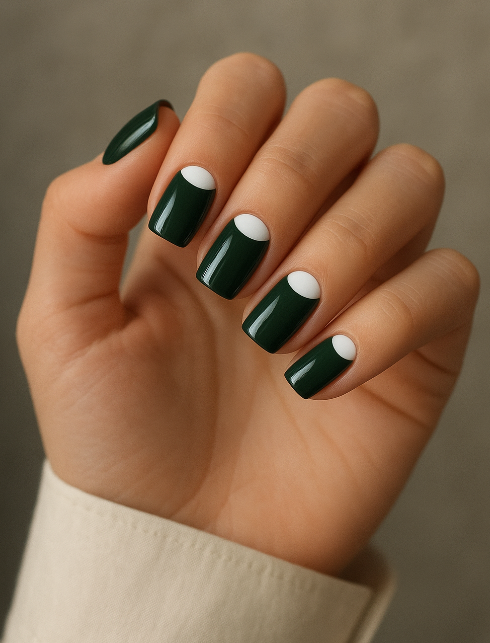 green and white nails