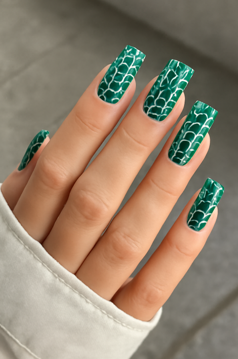 green and white nails