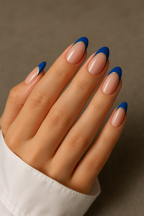 blue and gold nails