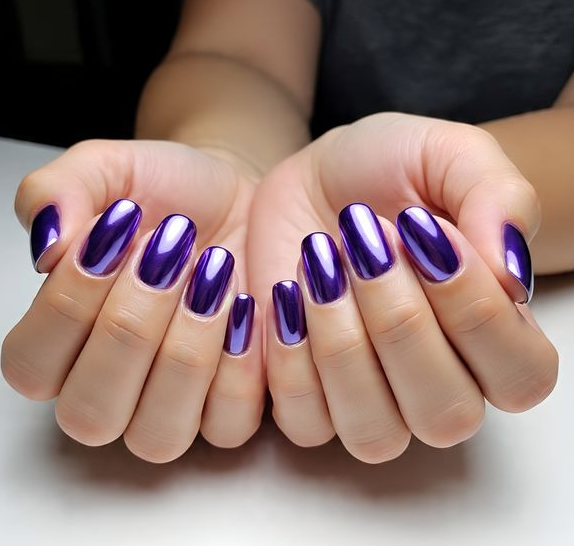 purple chrome nails