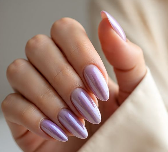 purple chrome nails