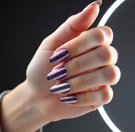 purple chrome nails