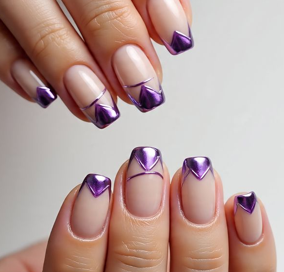 purple chrome nails
