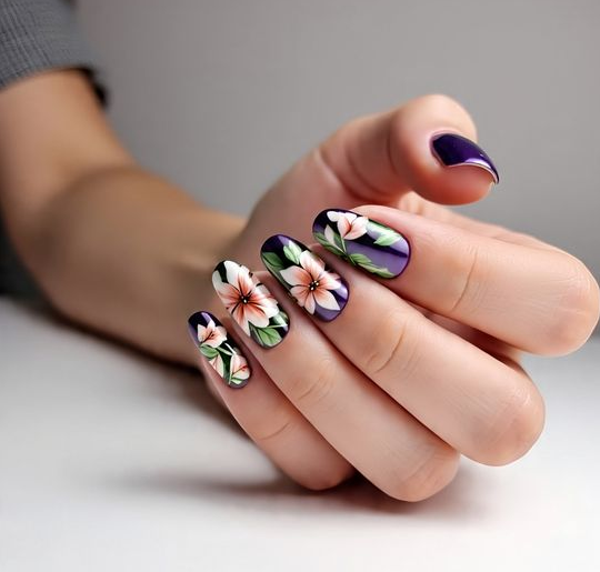 purple chrome nails