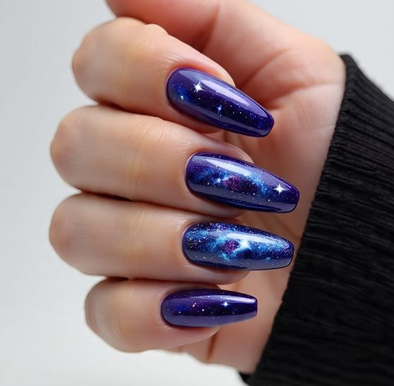 purple chrome nails