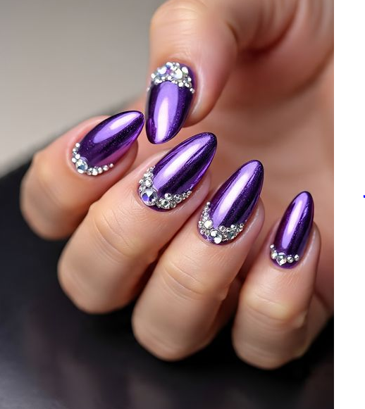 purple chrome nails