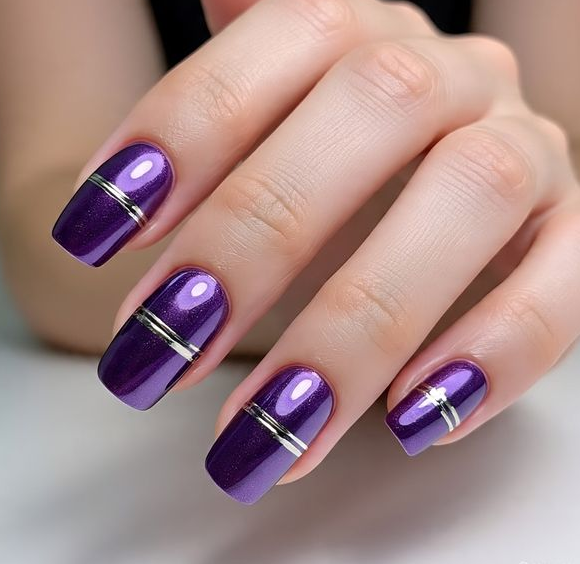 purple chrome nails