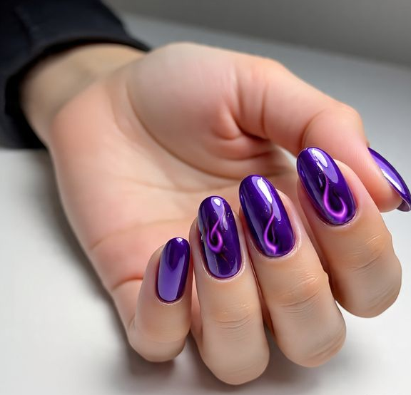 purple chrome nails
