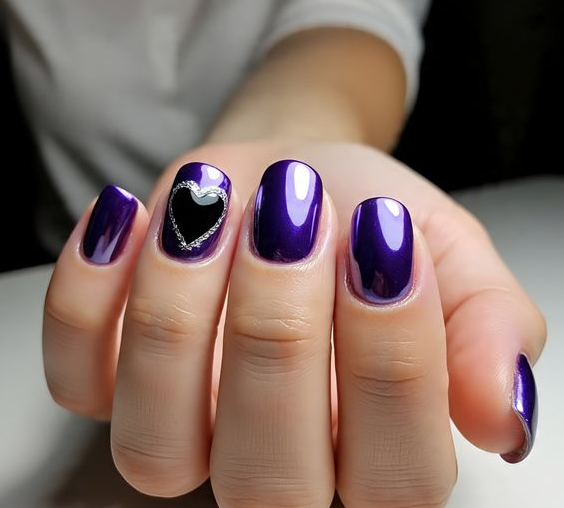 purple chrome nails