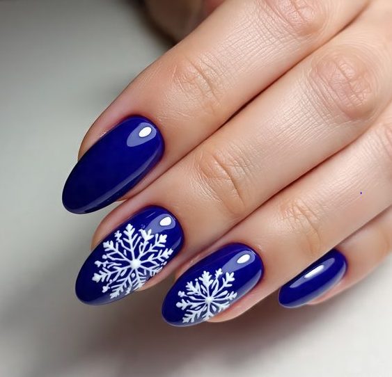 blue christmas nails