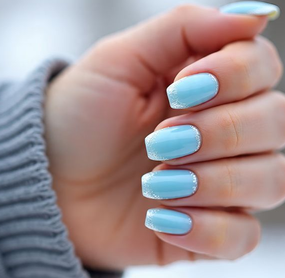 blue christmas nails