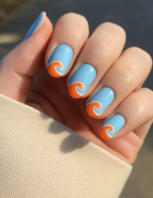 blue and orange nails
