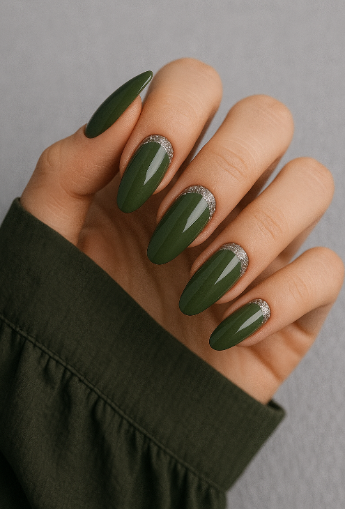 Green and Silver Nails
