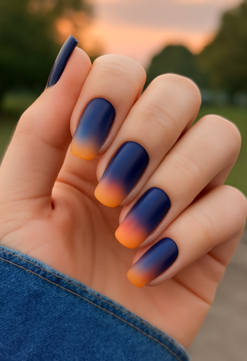 blue and orange nails