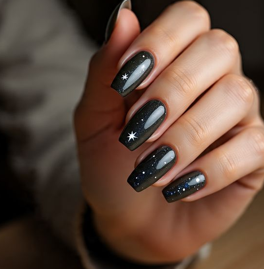 coffin olive green nails