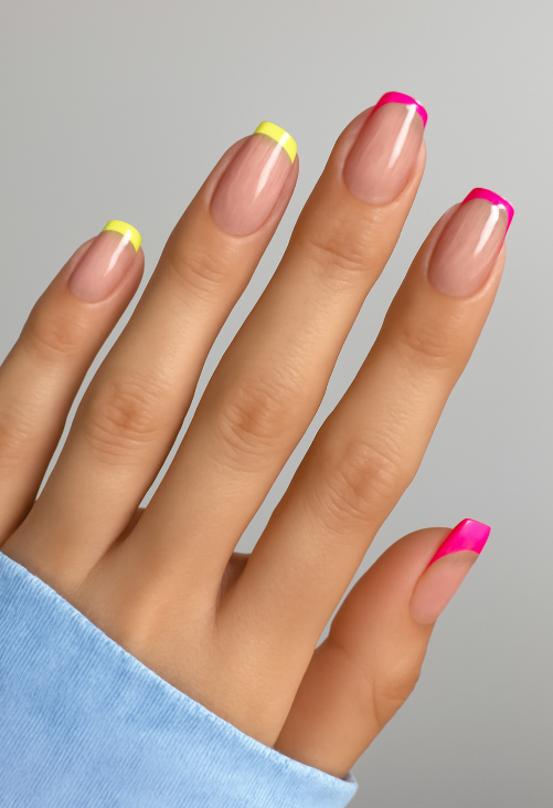 pink and yellow nails