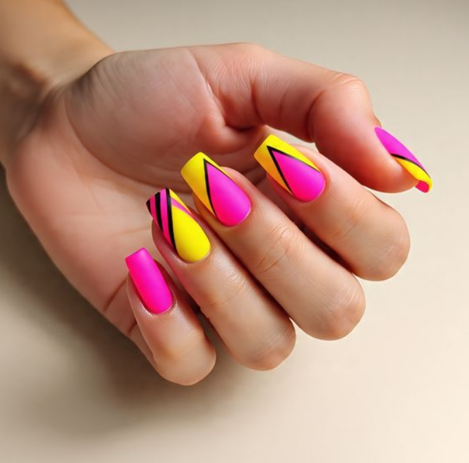 pink and yellow nails