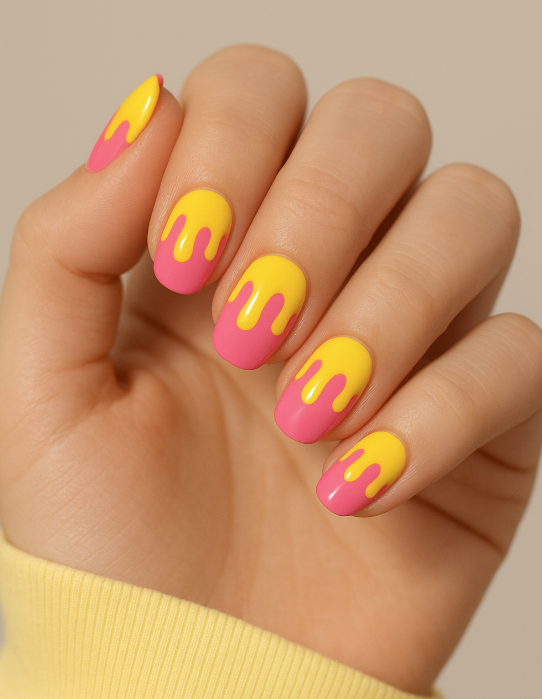 pink and yellow nails