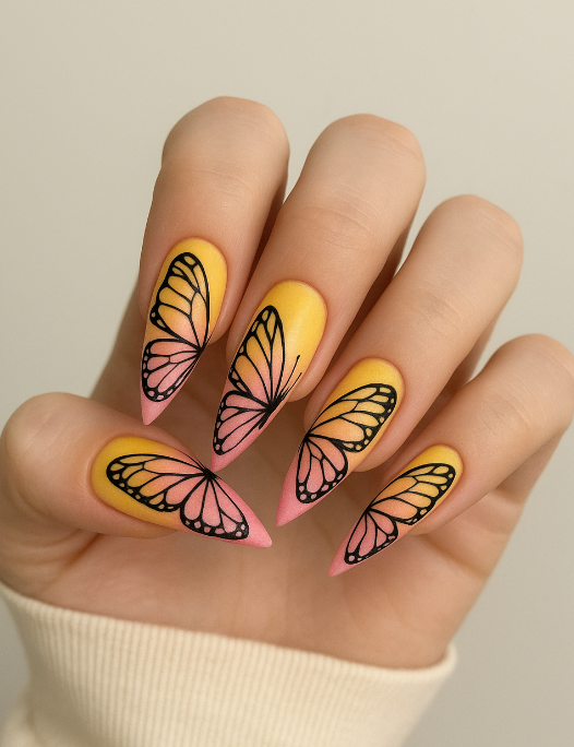 pink and yellow nails